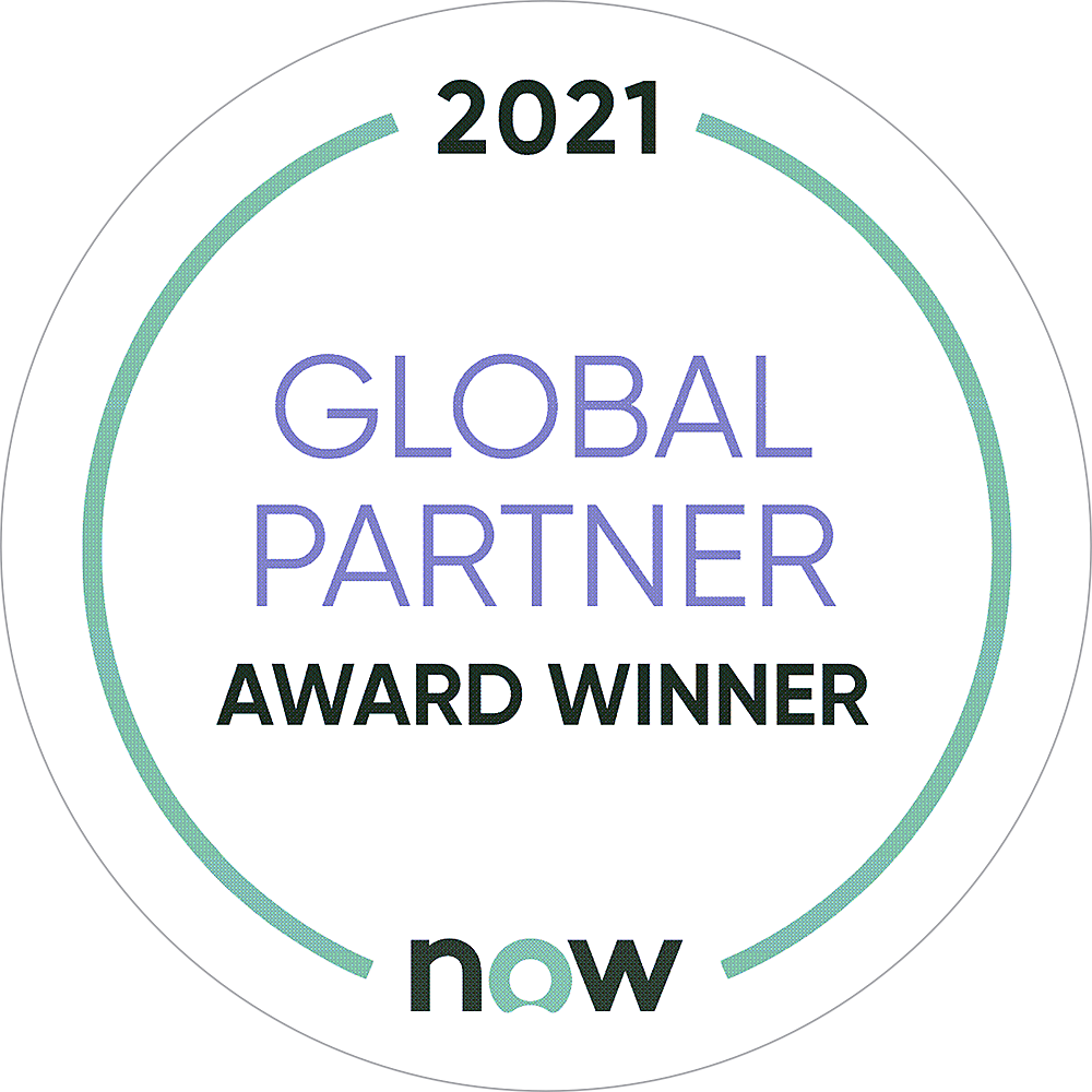 2021 Service NowGlobal Partner Award Winner Badge